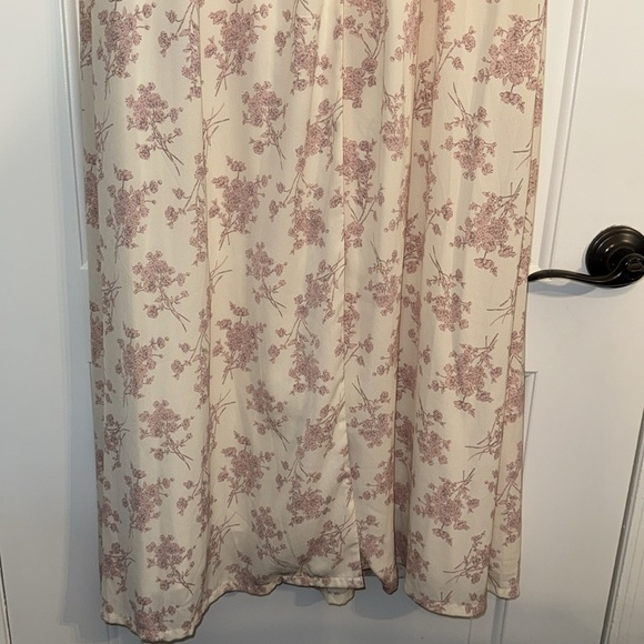 Lucca Vintage Floral Cream & Pink Button Front Maxi Dress Size Medium - Picture 4 of 10